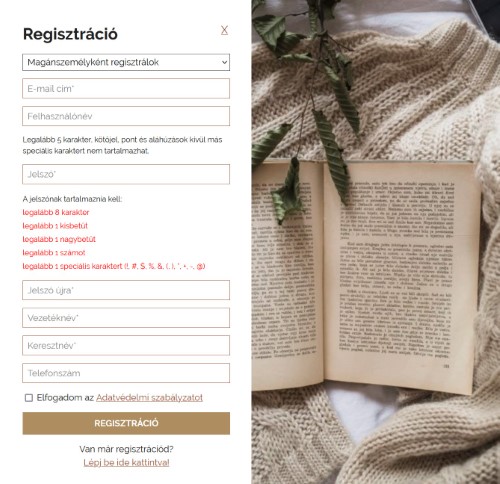 Regisztrációs űrlap